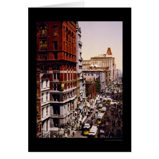 Looking up Broadway in New York City 1900 Card