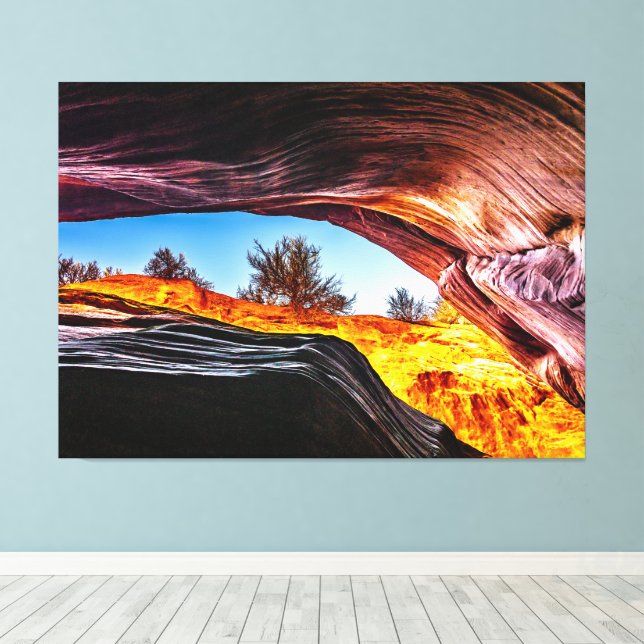 Looking Up in Peekaboo Canyon Canvas Print (Insitu(Wood Floor))