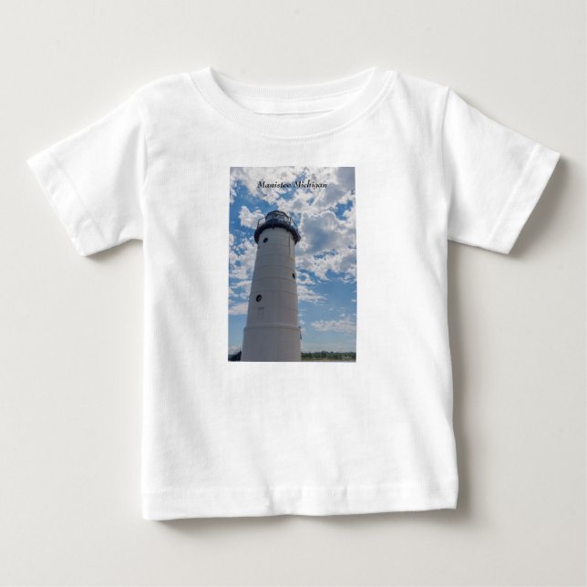 Looking Up Manistee Lighthouse Baby T-Shirt (Front)