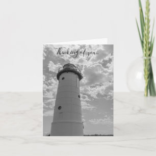 Looking Up Manistee Lighthouse Grayscale Card