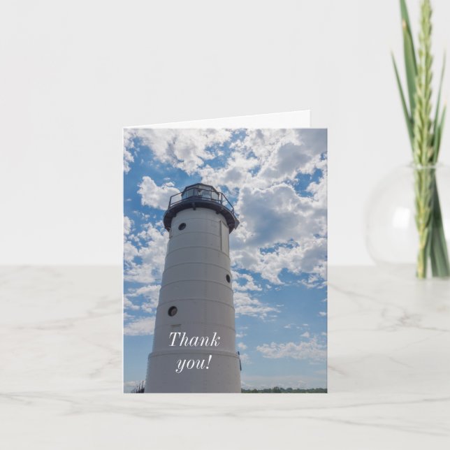 Looking Up Manistee Lighthouse Thank You Card (Front)