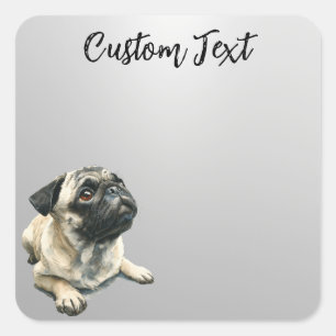 Looking Up Puppy-5   Personalized Custom Text Square Sticker