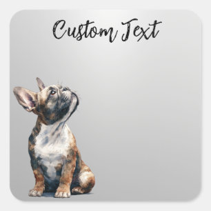 Looking Up Puppy-6   Personalized Custom Text Square Sticker