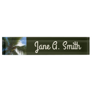Looking Up to Coconut Palm Tree Tropical Nature Nameplate