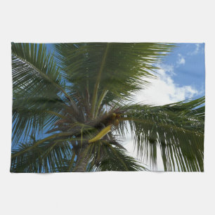 Looking Up to Coconut Palm Tree Tropical Nature Tea Towel