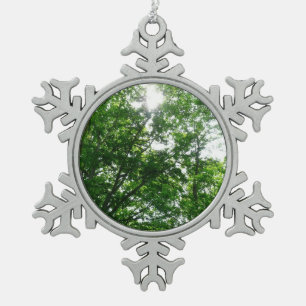 Looking Up to Summer Trees Snowflake Pewter Christmas Ornament
