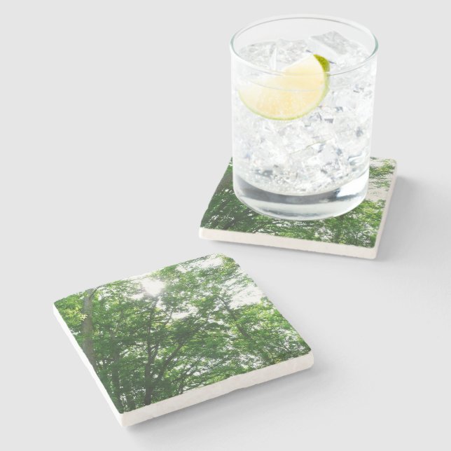 Looking Up to Summer Trees Stone Coaster (Side)