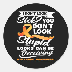 Looks Can Be Deceiving Orange Ribbon Rsd Crps Awar Classic Round Sticker