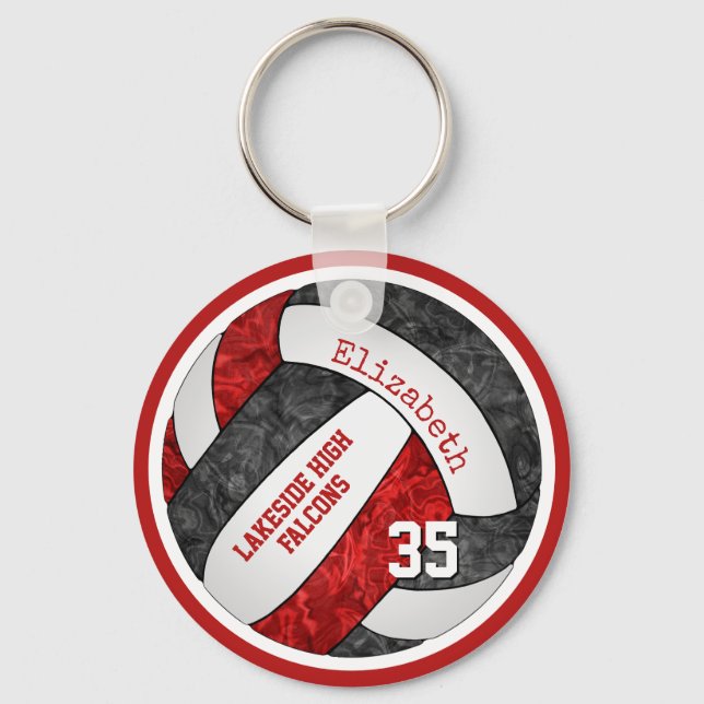 looks like a volleyball w red black team colours key ring (Front)