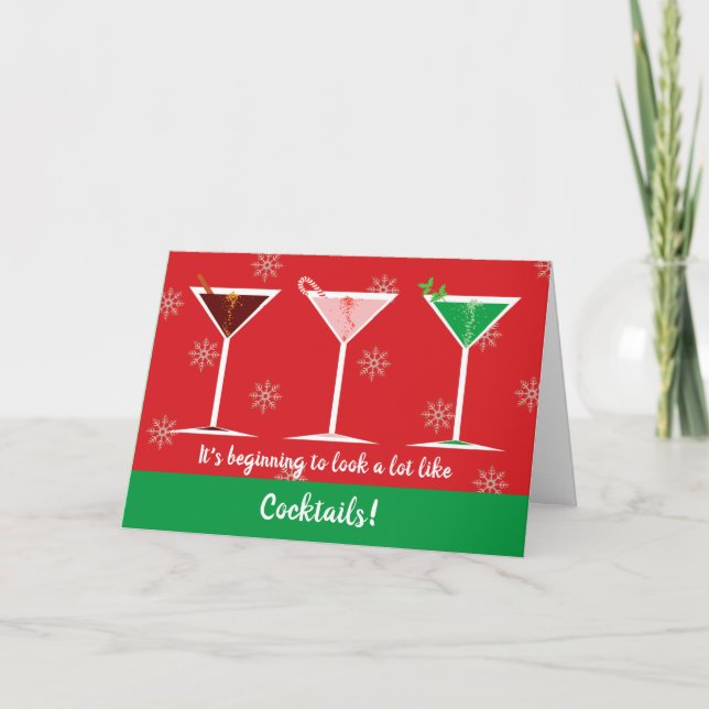 Looks Like Cocktails Christmas Toast Holiday Card (Front)