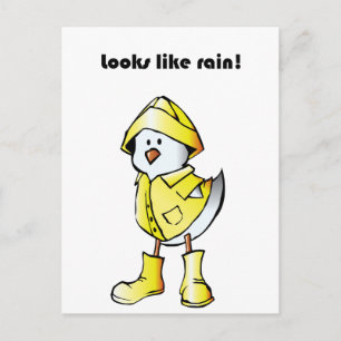Looks Like Rain Duck Chicken Cute Kids Cartoon Postcard