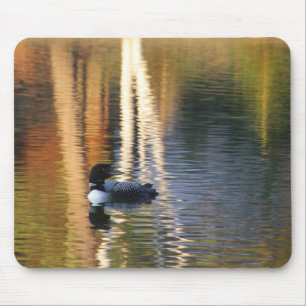 Loon at sunrise mouse mat