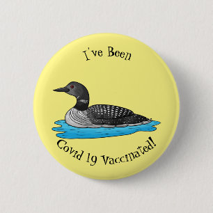 Loon bird cartoon illustration 6 cm round badge