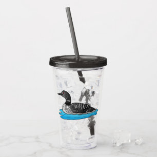 Loon bird cartoon illustration  acrylic tumbler