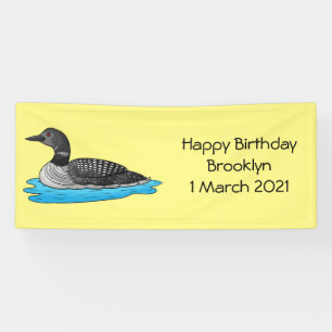 Loon bird cartoon illustration banner