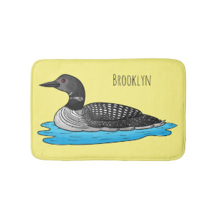 Loon bird cartoon illustration bath mat