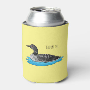 Loon bird cartoon illustration  can cooler