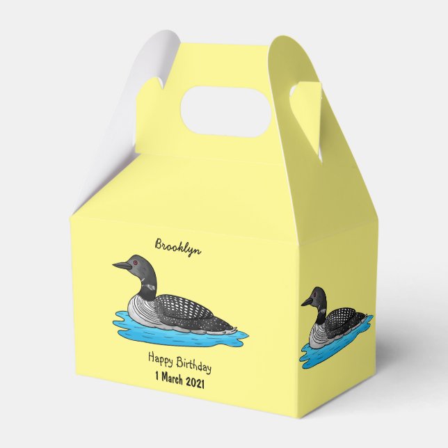 Loon bird cartoon illustration favour box (Front Side)