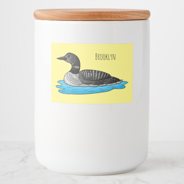 Loon bird cartoon illustration  food label (Front)