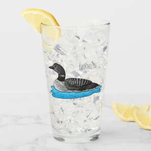 Loon bird cartoon illustration glass