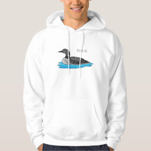 Loon bird cartoon illustration hoodie