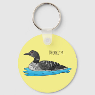 Loon bird cartoon illustration key ring