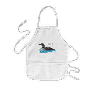 Loon bird cartoon illustration  kids apron