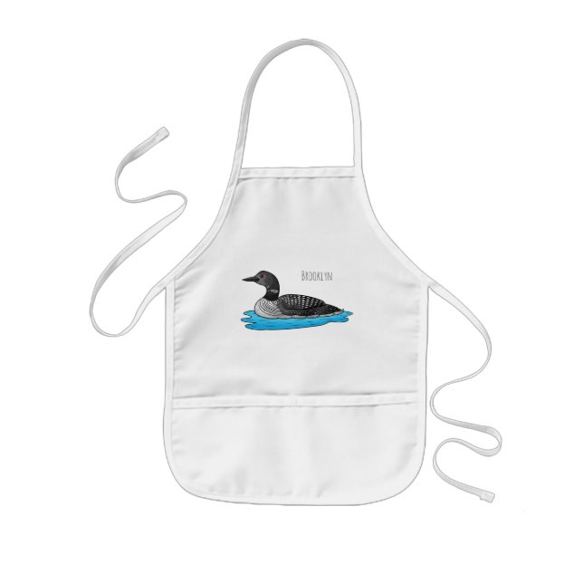 Loon bird cartoon illustration  kids apron (Front)