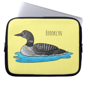 Loon bird cartoon illustration  laptop sleeve