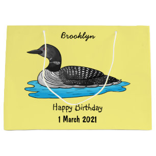 Loon bird cartoon illustration large gift bag