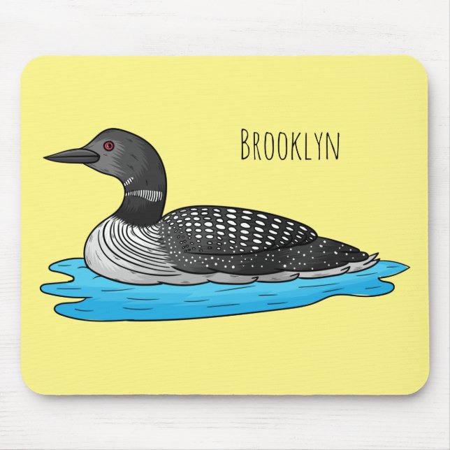 Loon bird cartoon illustration  mouse mat (Front)