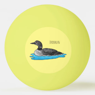 Loon bird cartoon illustration  ping pong ball
