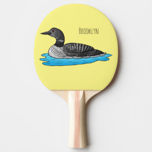 Loon bird cartoon illustration  ping pong paddle