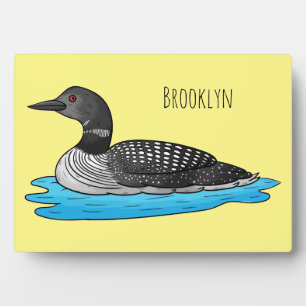 Loon bird cartoon illustration plaque