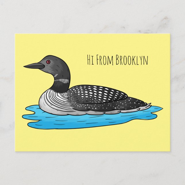 Loon bird cartoon illustration postcard (Front)