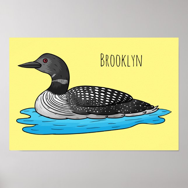 Loon bird cartoon illustration poster (Front)