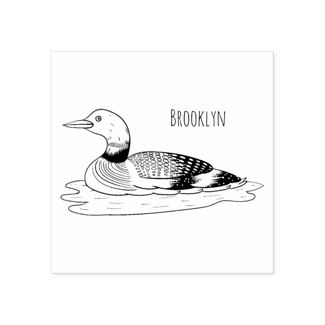 Loon bird cartoon illustration rubber stamp (Imprint)