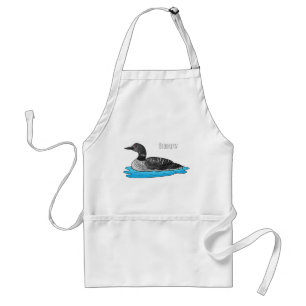 Loon bird cartoon illustration  standard apron