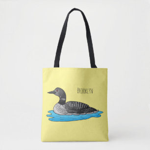 Loon bird cartoon illustration tote bag