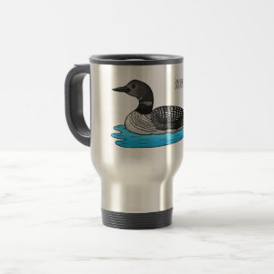 Loon bird cartoon illustration travel mug