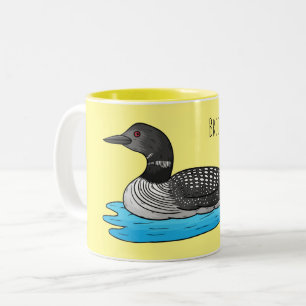 Loon bird cartoon illustration Two-Tone coffee mug