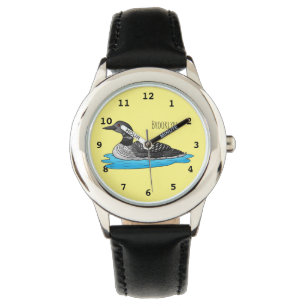 Loon bird cartoon illustration watch