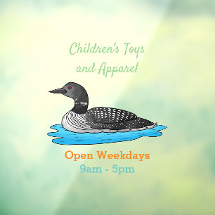 Loon bird cartoon illustration window cling