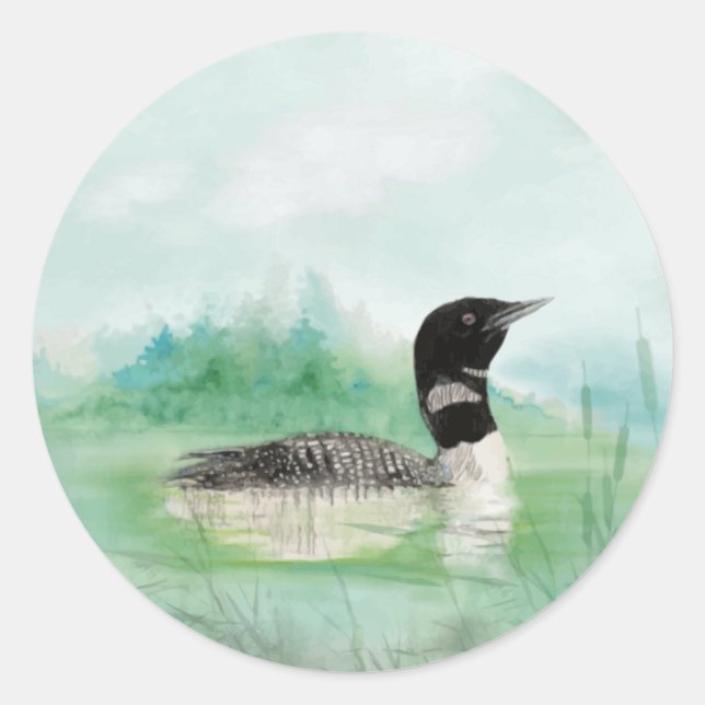 Loon, Bird, Wilderness, Nature, Classic Round Stic Classic Round Sticker (Front)
