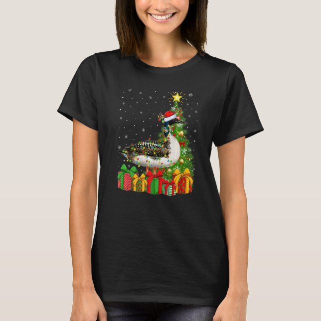 Loon Bird  Xmas Holiday Santa Loon Bird Christmas  T-Shirt (Front)