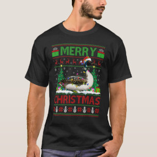 Loon Bird  Xmas Tree Lights Ugly Santa Loon Christ T-Shirt