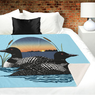 Loon Couple Sherpa Blanket