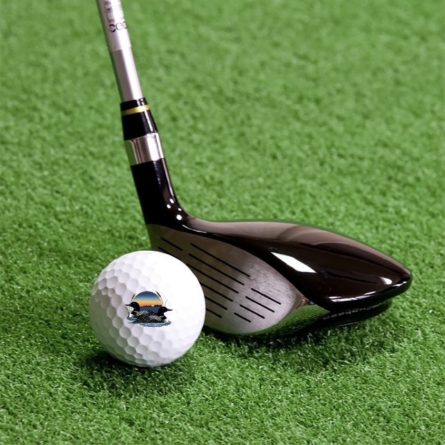 Loon Couple Sunset Blue Golf Balls (Creator Uploaded)