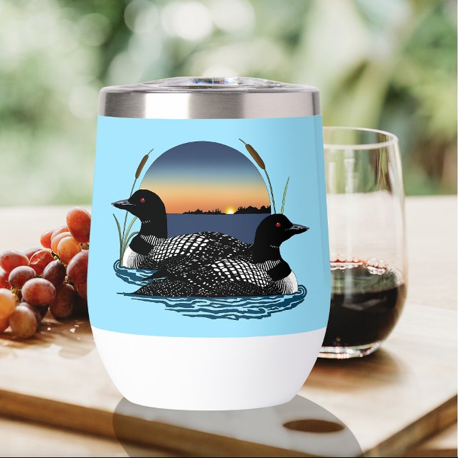Loon Couple Sunset Blue Lake Wildlife (Creator Uploaded)