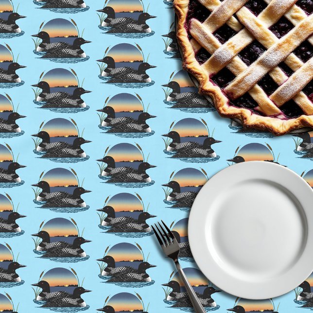 Loon Couple Sunset Blue Tablecloth (Creator Uploaded)